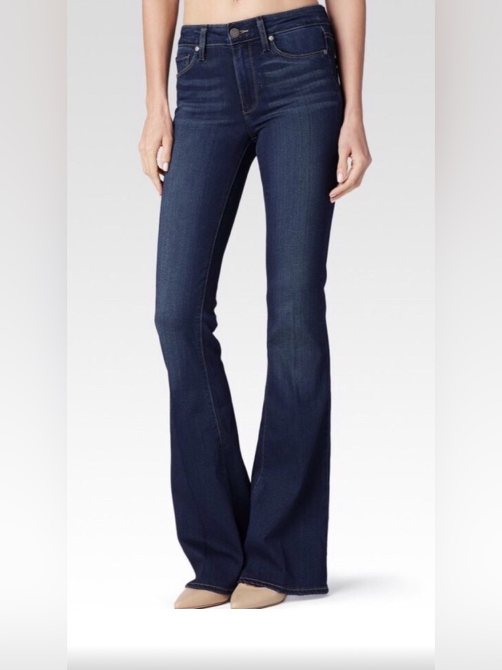 PAIGE High Rise Bell Canyon Jean in Dark Denim Blue SIZE 28
